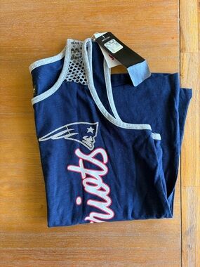 Navy Blue New England Patriots Tank Top with Contrast Trim - NWT